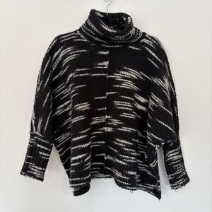 Helmut Lang Black & White Marled Turtleneck Sweater